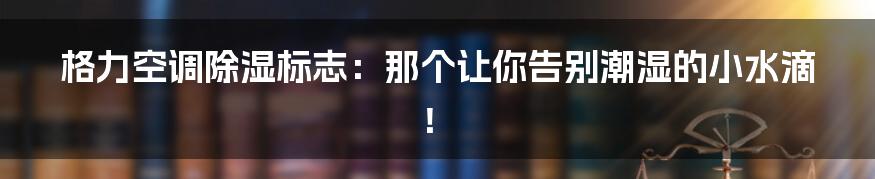 格力空调除湿标志:那个让你告别潮湿的小水滴!