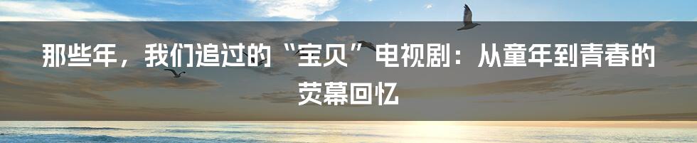 那些年,我们追过的“宝贝”电视剧:从童年到青春的荧幕回忆