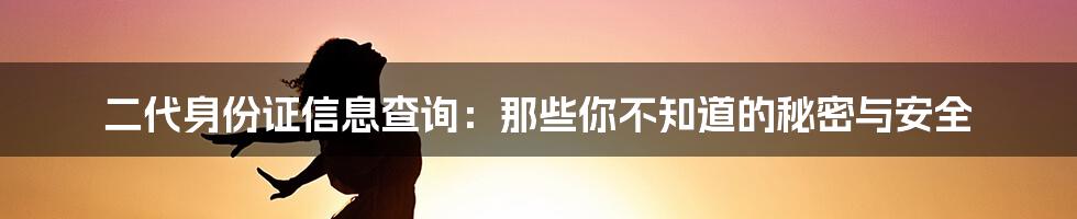 二代身份证信息查询:那些你不知道的秘密与安全