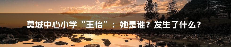 莫城中心小学“王怡”:她是谁?发生了什么?