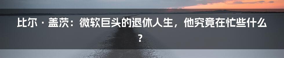 比尔·盖茨:微软巨头的退休人生,他究竟在忙些什么?