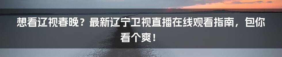 想看辽视春晚?最新辽宁卫视直播在线观看指南,包你看个爽!