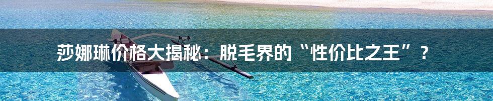 莎娜琳价格大揭秘:脱毛界的“性价比之王”?