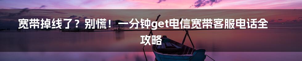 宽带掉线了?别慌!一分钟get电信宽带客服电话全攻略