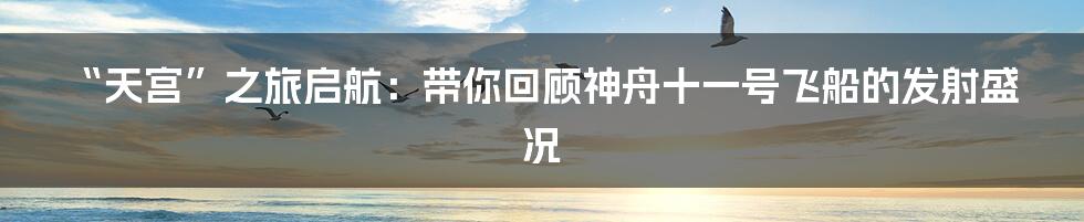 “天宫”之旅启航:带你回顾神舟十一号飞船的发射盛况