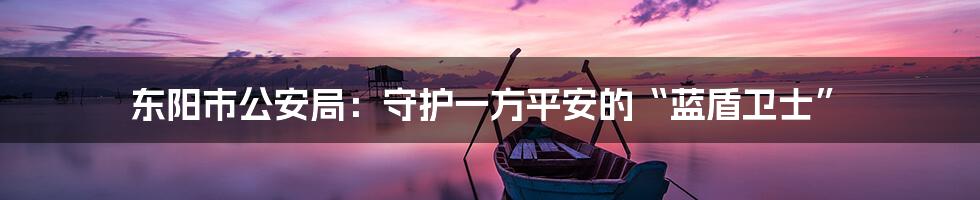 东阳市公安局:守护一方平安的“蓝盾卫士”