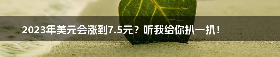 2023年美元会涨到7.5元？听我给你扒一扒！