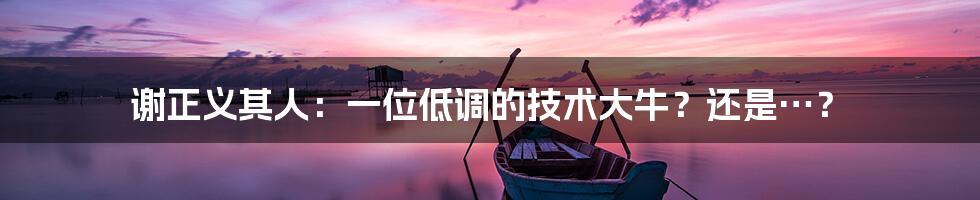 谢正义其人：一位低调的技术大牛？还是…？