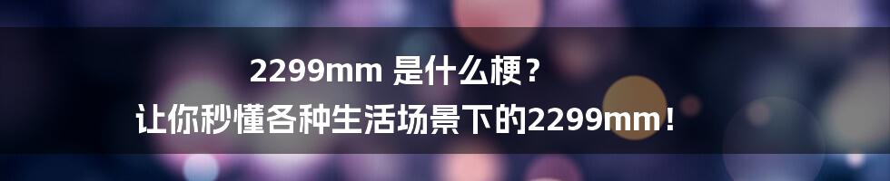 2299mm 是什么梗? 让你秒懂各种生活场景下的2299mm!