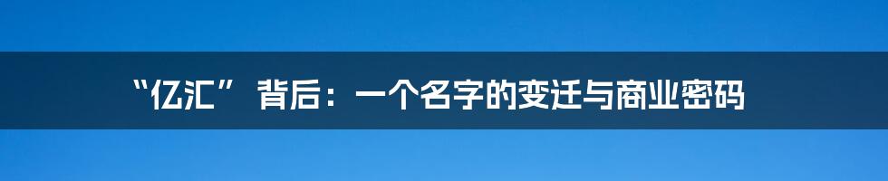 “亿汇” 背后:一个名字的变迁与商业密码