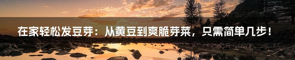 在家轻松发豆芽:从黄豆到爽脆芽菜,只需简单几步!