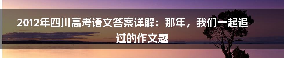 2012年四川高考语文答案详解:那年,我们一起追过的作文题
