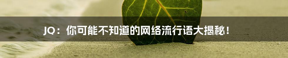 JQ:你可能不知道的网络流行语大揭秘!
