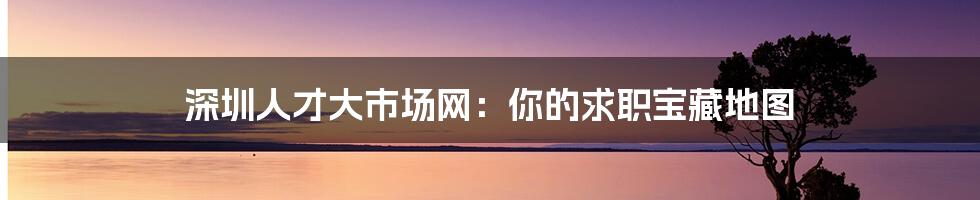 深圳人才大市场网:你的求职宝藏地图