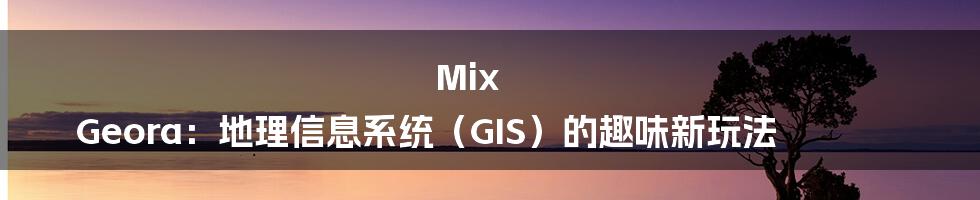 Mix Geora:地理信息系统(GIS)的趣味新玩法