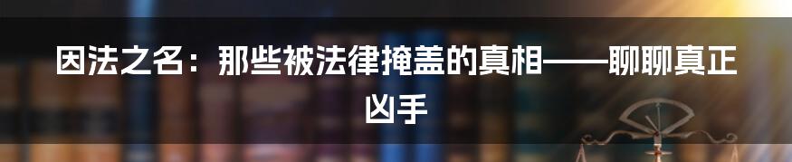因法之名:那些被法律掩盖的真相——聊聊真正凶手