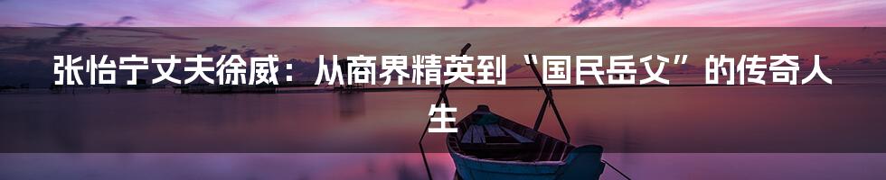 张怡宁丈夫徐威:从商界精英到“国民岳父”的传奇人生