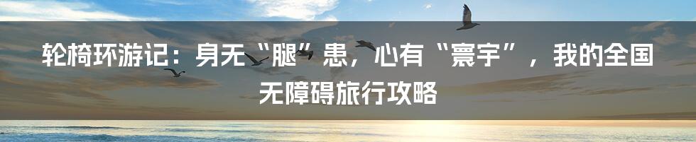 轮椅环游记:身无“腿”患,心有“寰宇”,我的全国无障碍旅行攻略