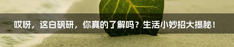 哎呀，这白矾研，你真的了解吗？生活小妙招大揭秘！