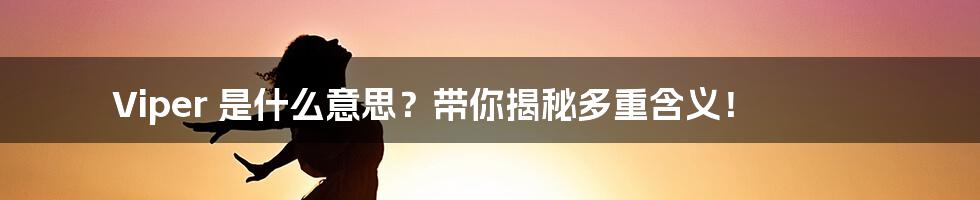 Viper 是什么意思？带你揭秘多重含义！