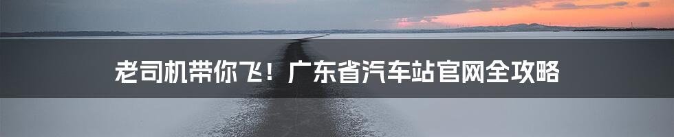 老司机带你飞!广东省汽车站官网全攻略