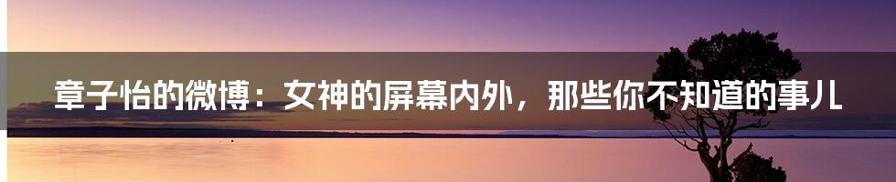 章子怡的微博:女神的屏幕内外,那些你不知道的事儿