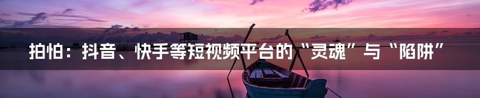 拍怕:抖音、快手等短视频平台的“灵魂”与“陷阱”