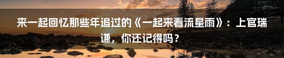 来一起回忆那些年追过的《一起来看流星雨》:上官瑞谦,你还记得吗?