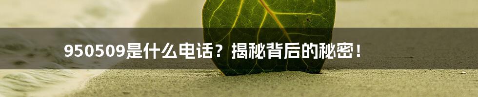 950509是什么电话?揭秘背后的秘密!