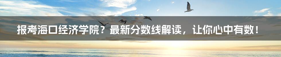 报考海口经济学院？最新分数线解读，让你心中有数！