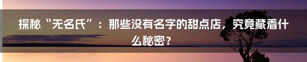 探秘“无名氏”:那些没有名字的甜点店,究竟藏着什么秘密?