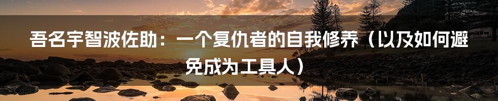 吾名宇智波佐助:一个复仇者的自我修养(以及如何避免成为工具人)