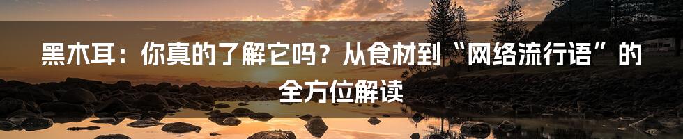 黑木耳:你真的了解它吗?从食材到“网络流行语”的全方位解读