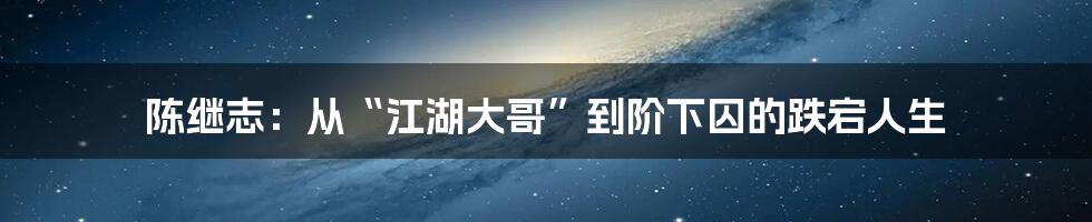 陈继志:从“江湖大哥”到阶下囚的跌宕人生