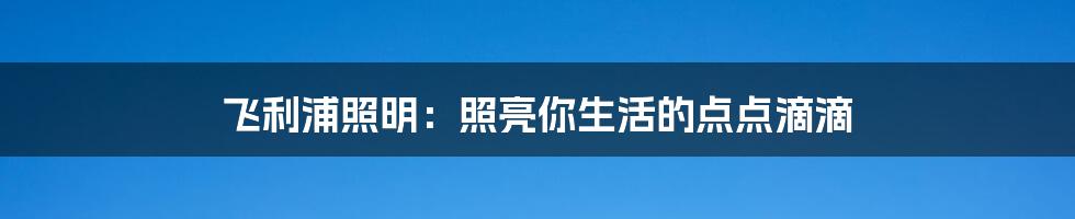 飞利浦照明:照亮你生活的点点滴滴