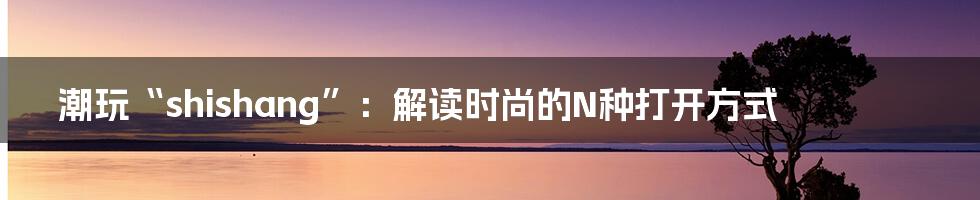 潮玩“shishang”:解读时尚的N种打开方式