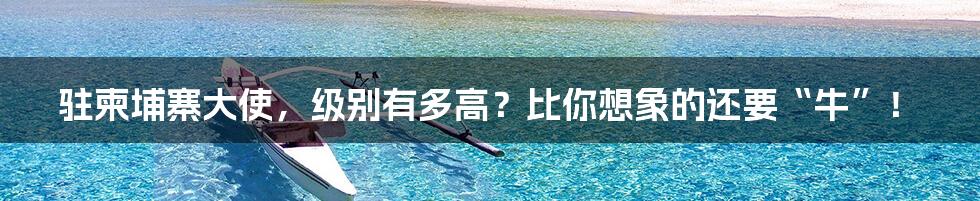 驻柬埔寨大使,级别有多高?比你想象的还要“牛”!
