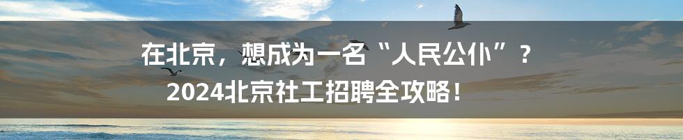 在北京,想成为一名“人民公仆”? 2024北京社工招聘全攻略!