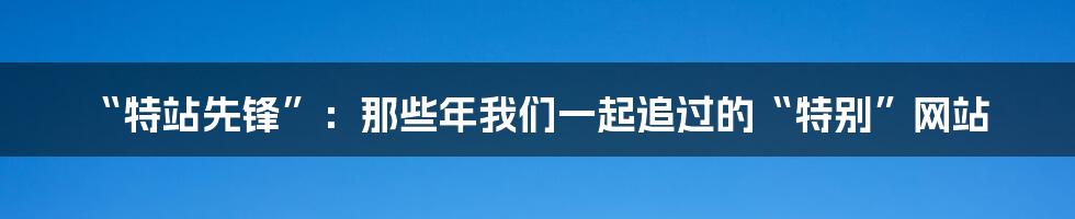 “特站先锋”:那些年我们一起追过的“特别”网站