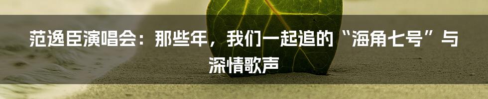 范逸臣演唱会:那些年,我们一起追的“海角七号”与深情歌声
