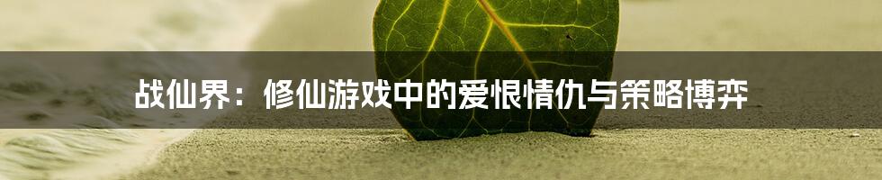 战仙界:修仙游戏中的爱恨情仇与策略博弈