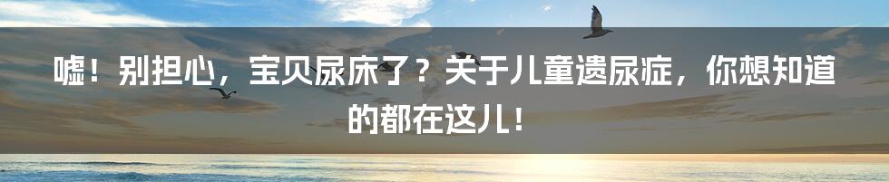 嘘!别担心,宝贝尿床了?关于儿童遗尿症,你想知道的都在这儿!