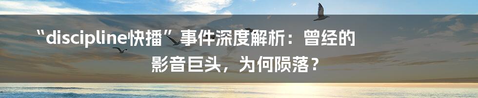 “discipline快播”事件深度解析:曾经的影音巨头,为何陨落?