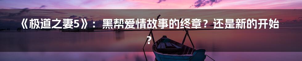 《极道之妻5》:黑帮爱情故事的终章?还是新的开始?