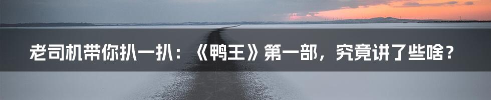 老司机带你扒一扒:《鸭王》第一部,究竟讲了些啥?