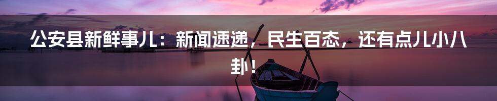 公安县新鲜事儿:新闻速递,民生百态,还有点儿小八卦!