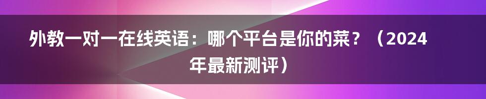 外教一对一在线英语:哪个平台是你的菜?(2024年最新测评)