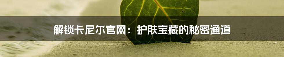 解锁卡尼尔官网:护肤宝藏的秘密通道