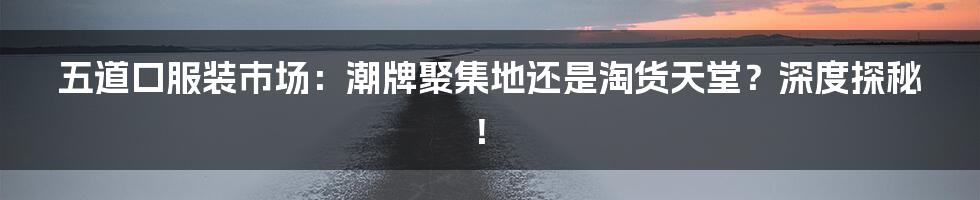 五道口服装市场:潮牌聚集地还是淘货天堂?深度探秘!