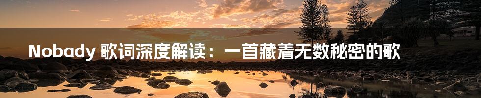 Nobady 歌词深度解读:一首藏着无数秘密的歌